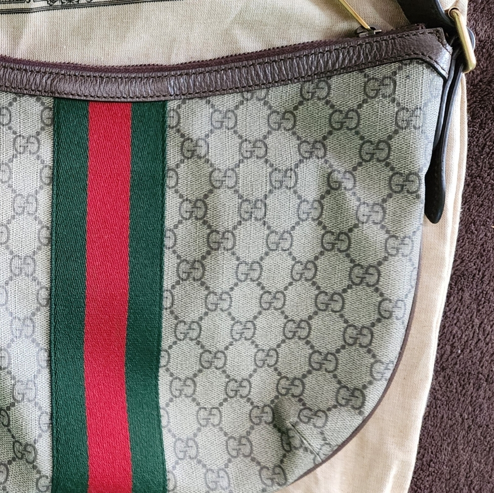 Gucci Ophidia GG Patterned Bag W/Red & Green Stripe 13X9 - Picture 8 of 16
